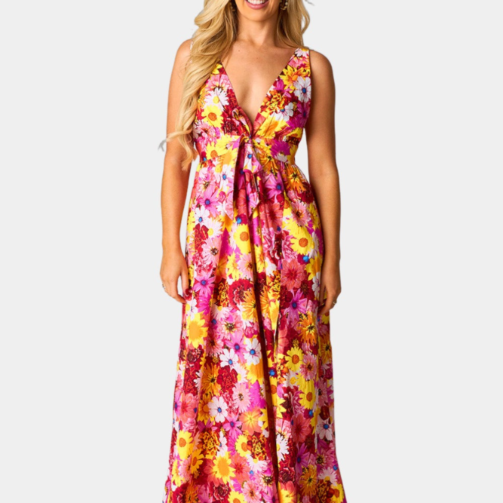 BuddyLove Zena Plunging Neck Maxi Dress - Sunshine