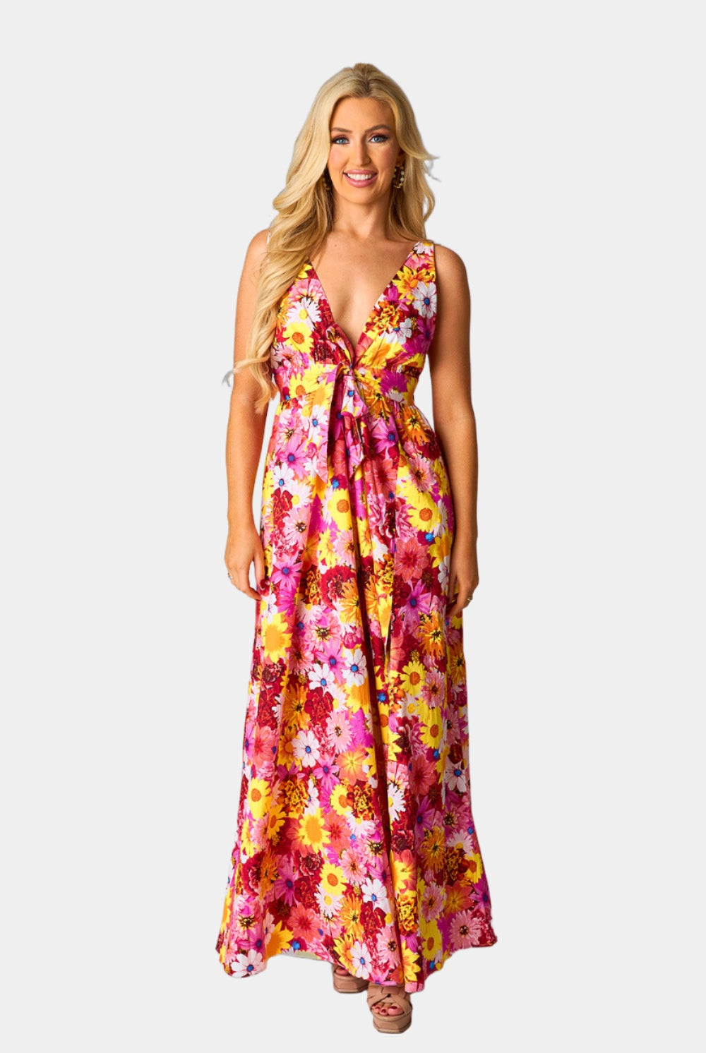 BuddyLove Zena Plunging Neck Maxi Dress - Sunshine