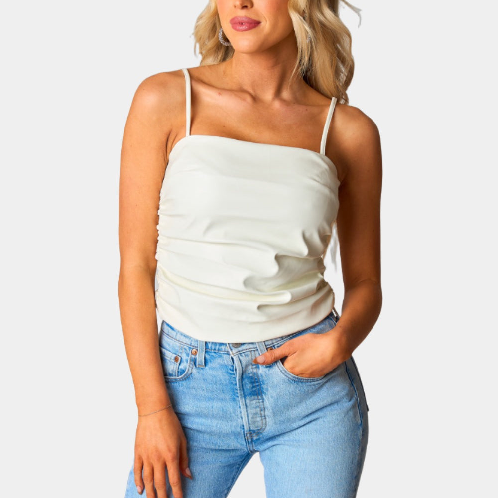BuddyLove Jolee Vegan Leather Tank Top - Cream