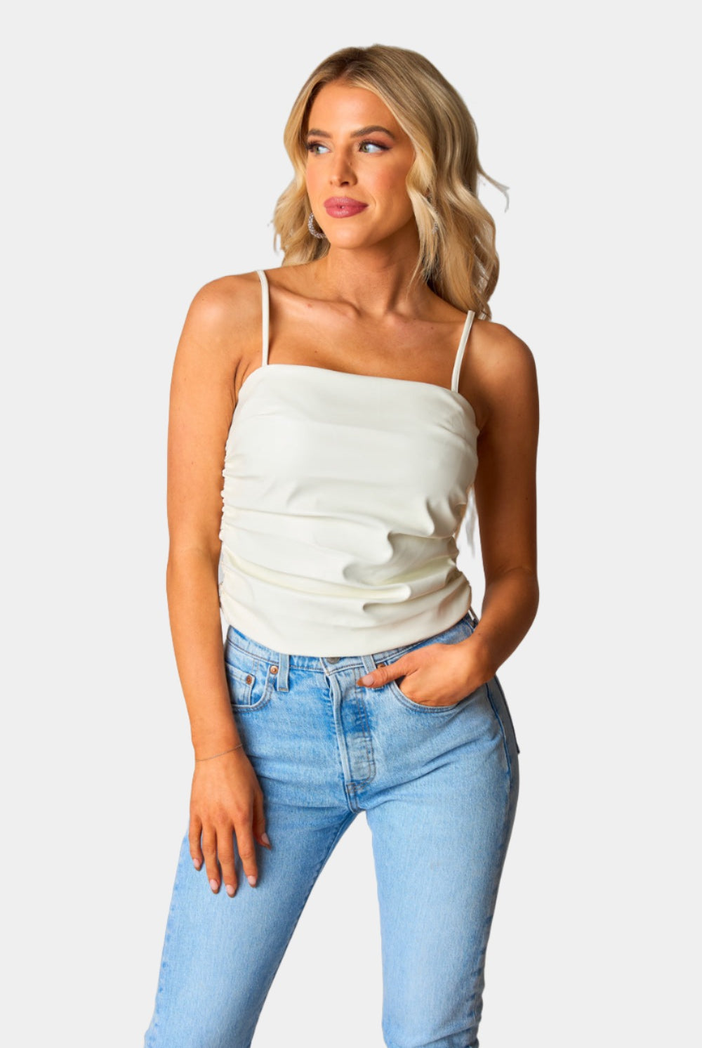 BuddyLove Jolee Vegan Leather Tank Top - Cream