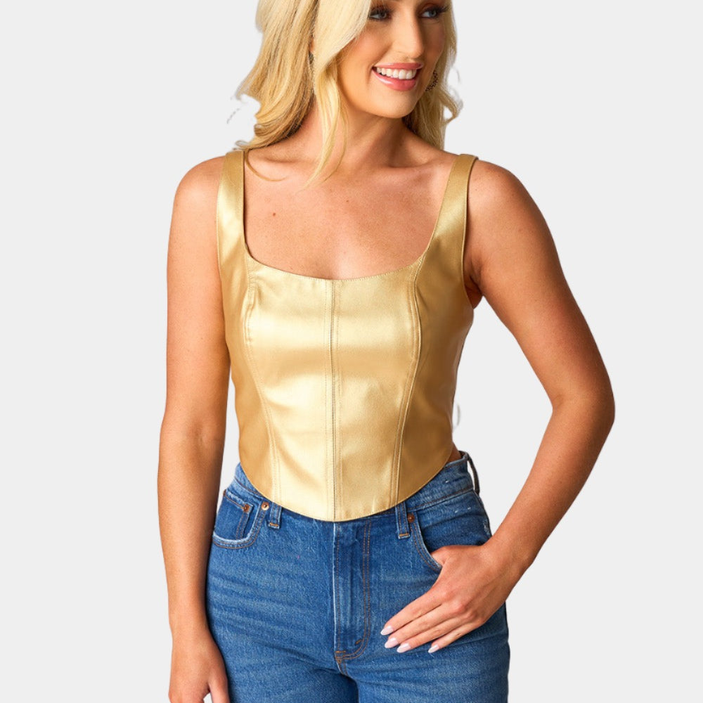 BuddyLove Coco Vegan Leather Corset Top - Gold