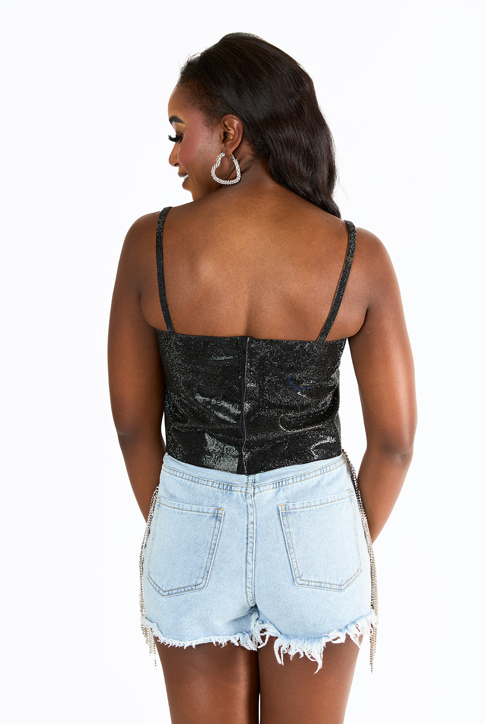 BuddyLove Girly Girl Rhinestone Top - Black