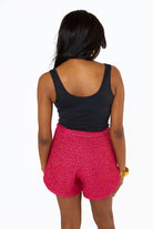BuddyLove Mae Tweed High-Waisted Shorts - Strawberry Ice
