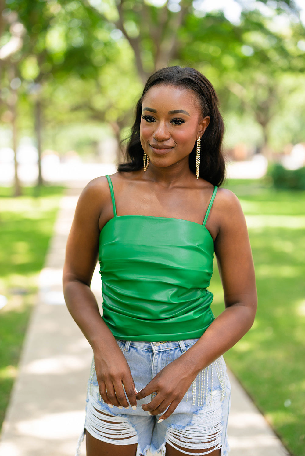 BuddyLove Jolee Vegan Leather Tank Top - Green