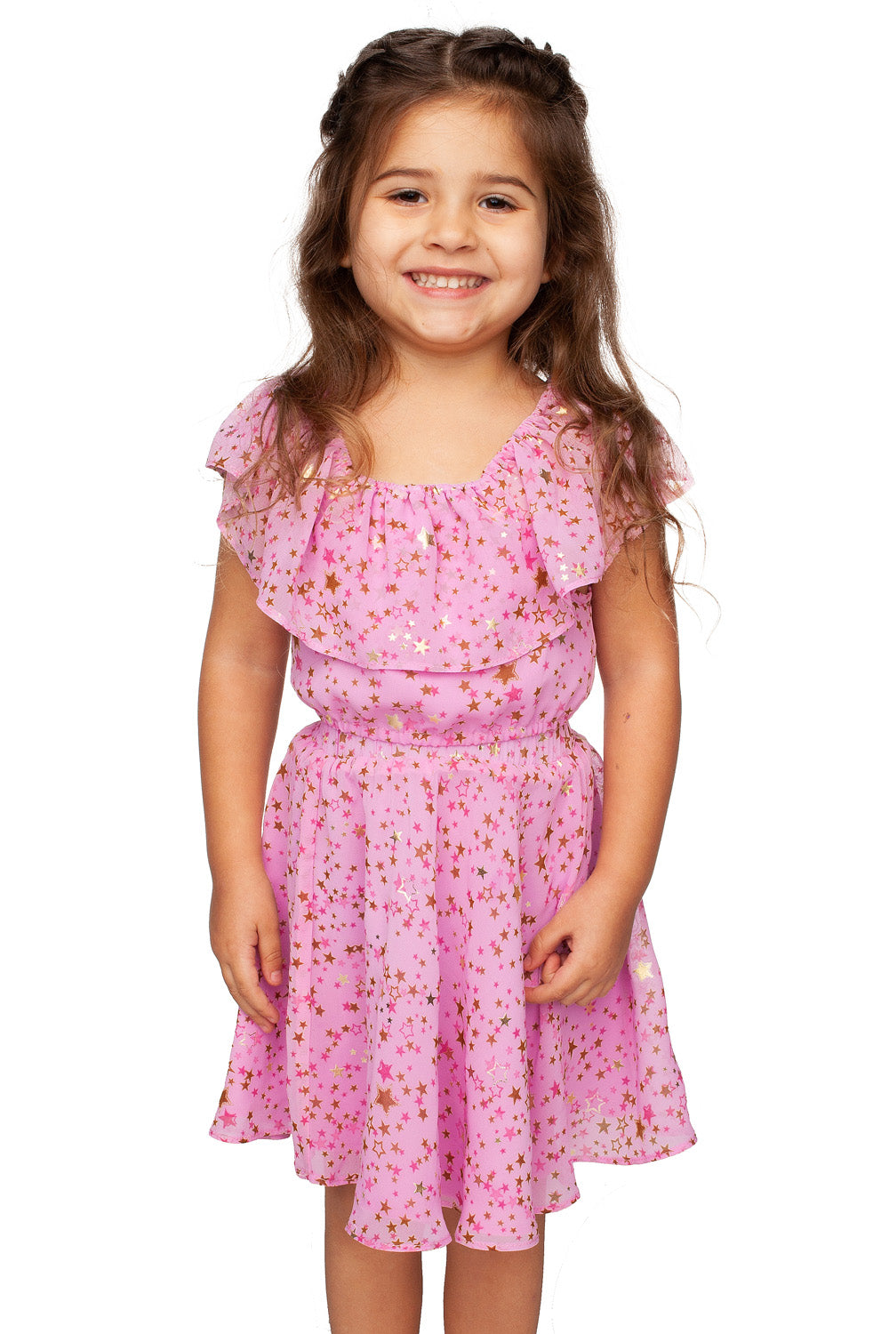 BuddyLove Kids Ainsley Top and Skirt Set - Zodiac,12M / Pink / Stars