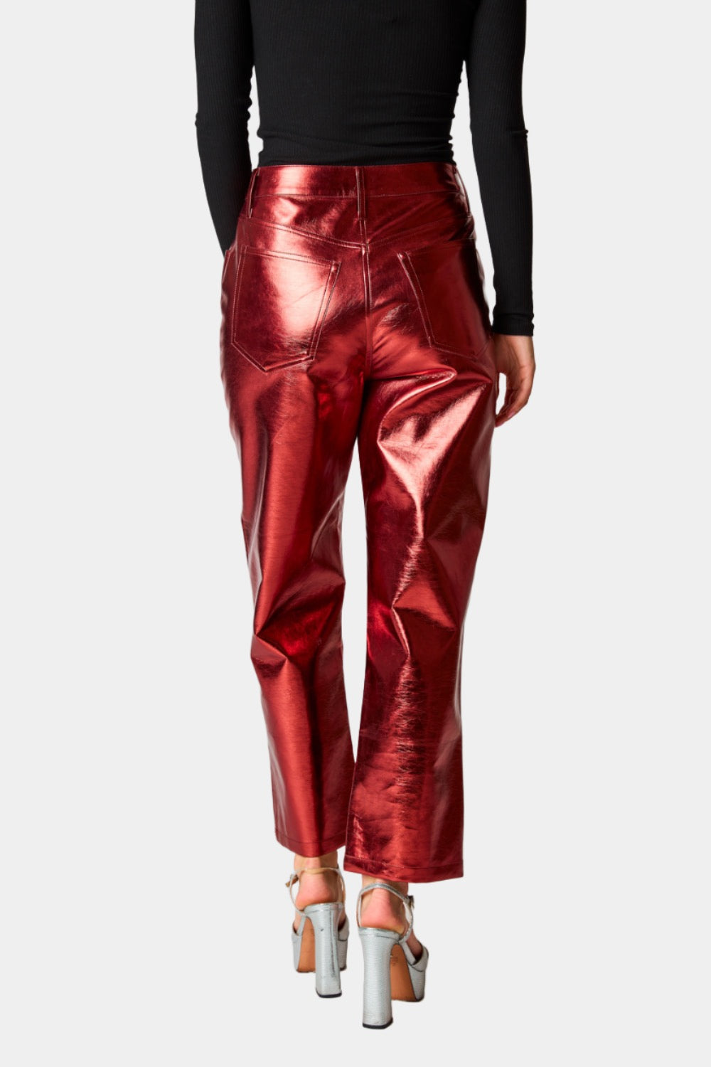 BuddyLove Travolta High-Rise Metallic Pants - Bronze