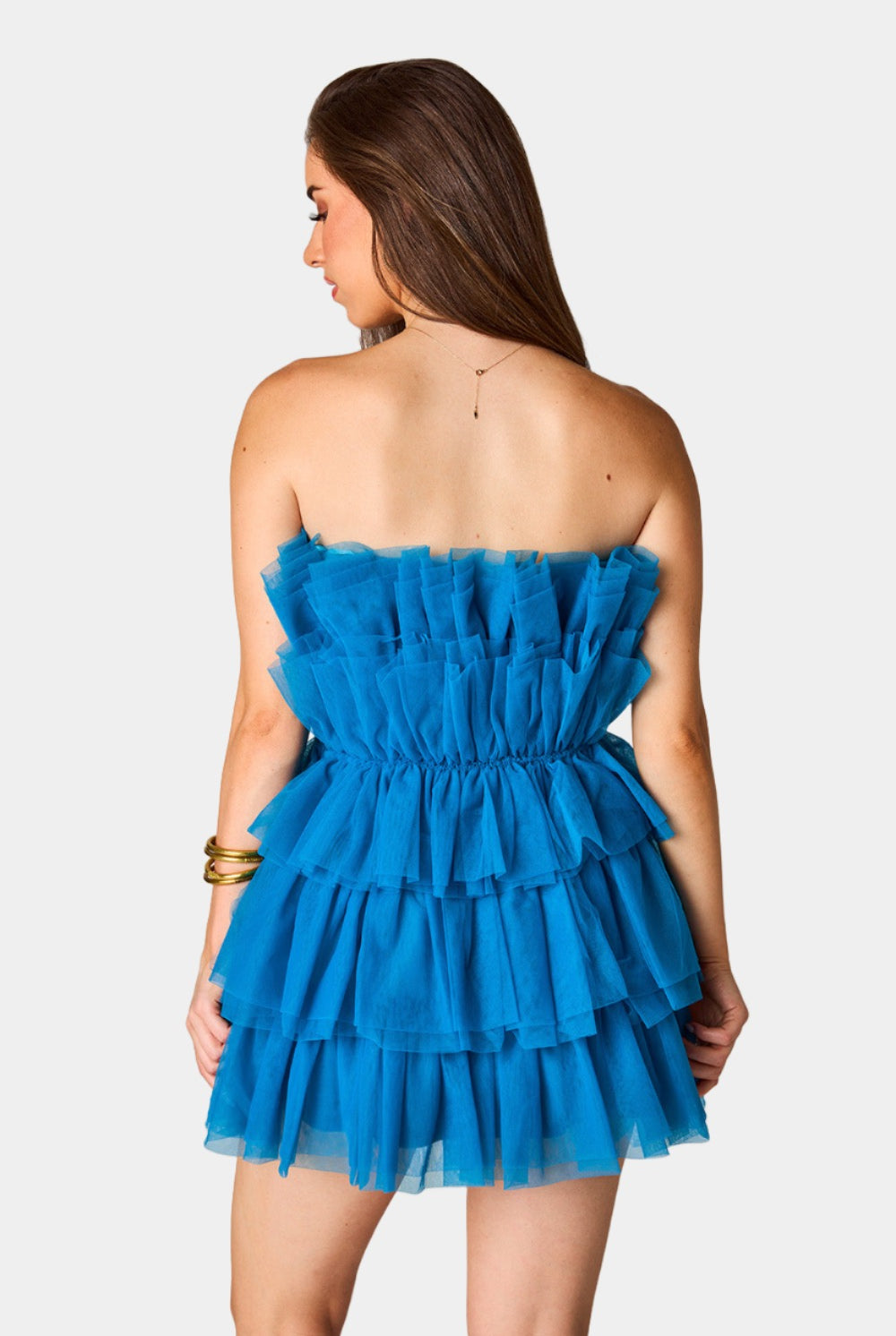 BuddyLove Powder Puff Strapless Tulle Mini Dress - Indigo