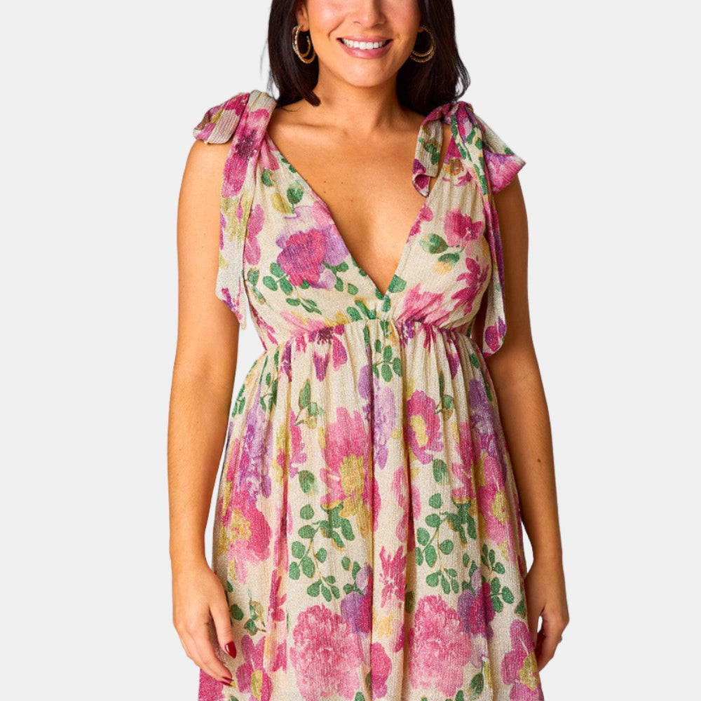 BuddyLove Melanie Tie-Shoulder Mini Dress - Raspberry Rose