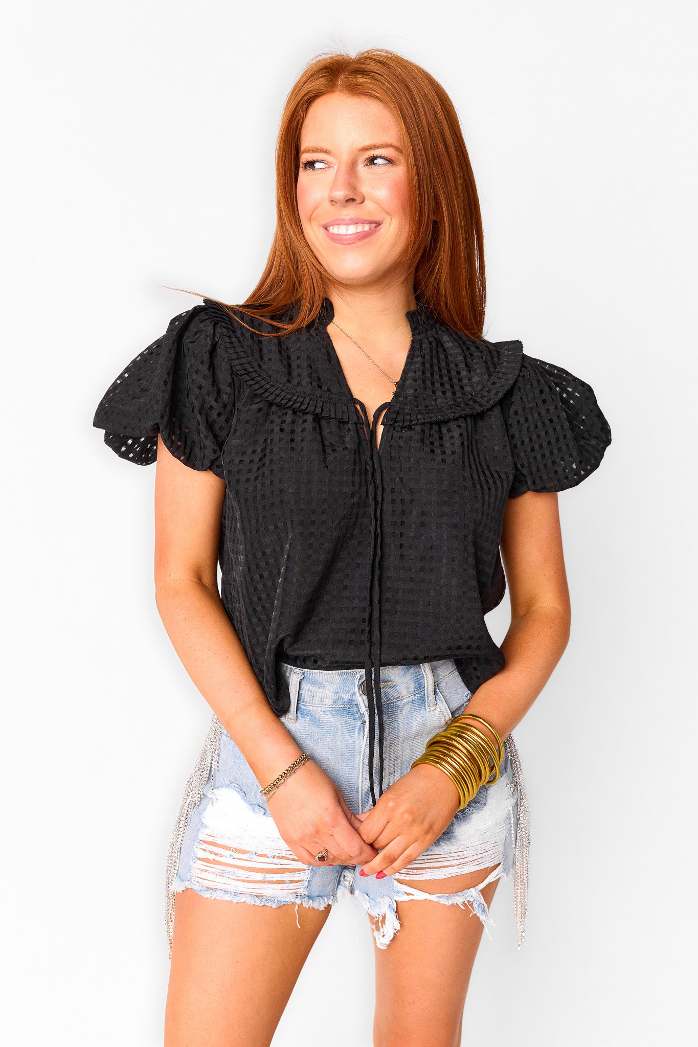 Leeland Puff Sleeve Top - Black