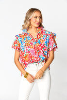 BuddyLove | Shauna Ruffle Shoulder Top | Berry Blue