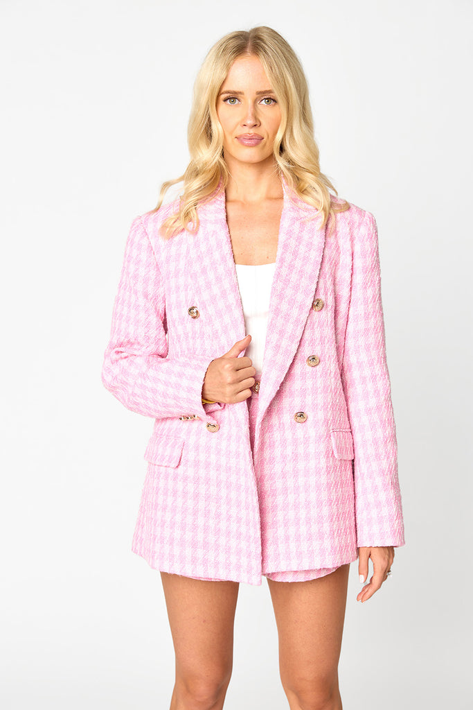 BuddyLove Tucker Tweed Blazer - Pale Pink