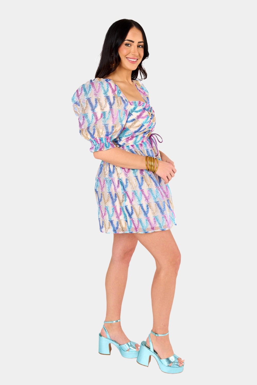 BuddyLove Colby Puff Sleeve Mini Dress - Confetti