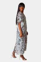 BuddyLove Atlas Sequin Caftan Maxi Dress - Overcast