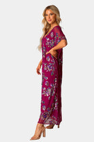 BuddyLove Atlas Sequin Caftan Maxi Dress - Red Sangria