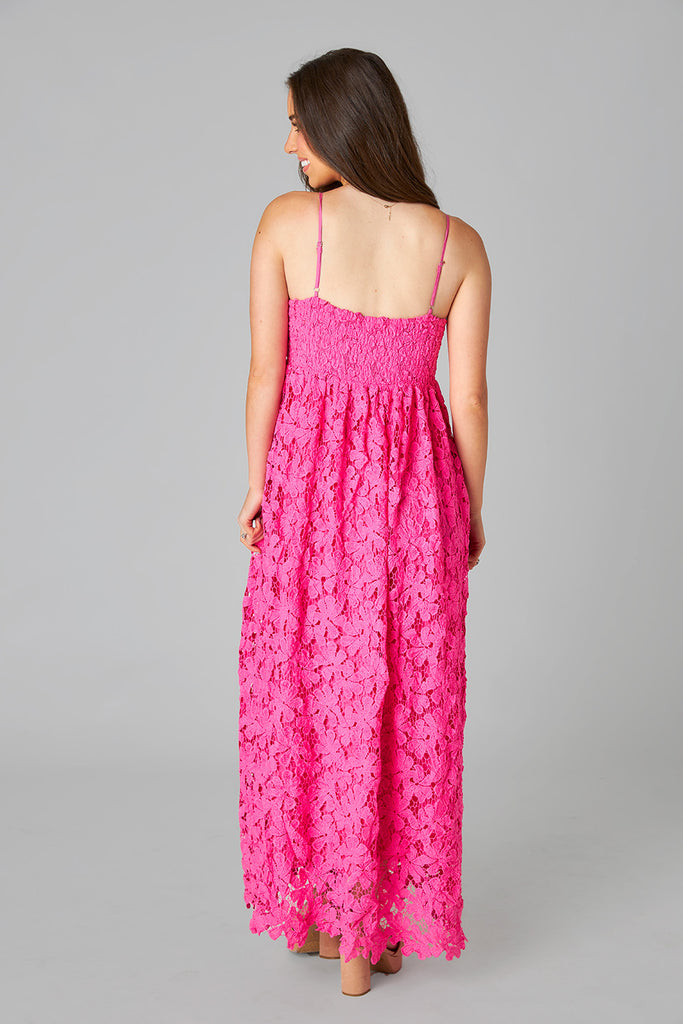 BuddyLove Tiana Lace Midi Dress - Hot Pink