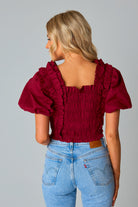 BuddyLove Tandy Puff Sleeve Top - Maroon