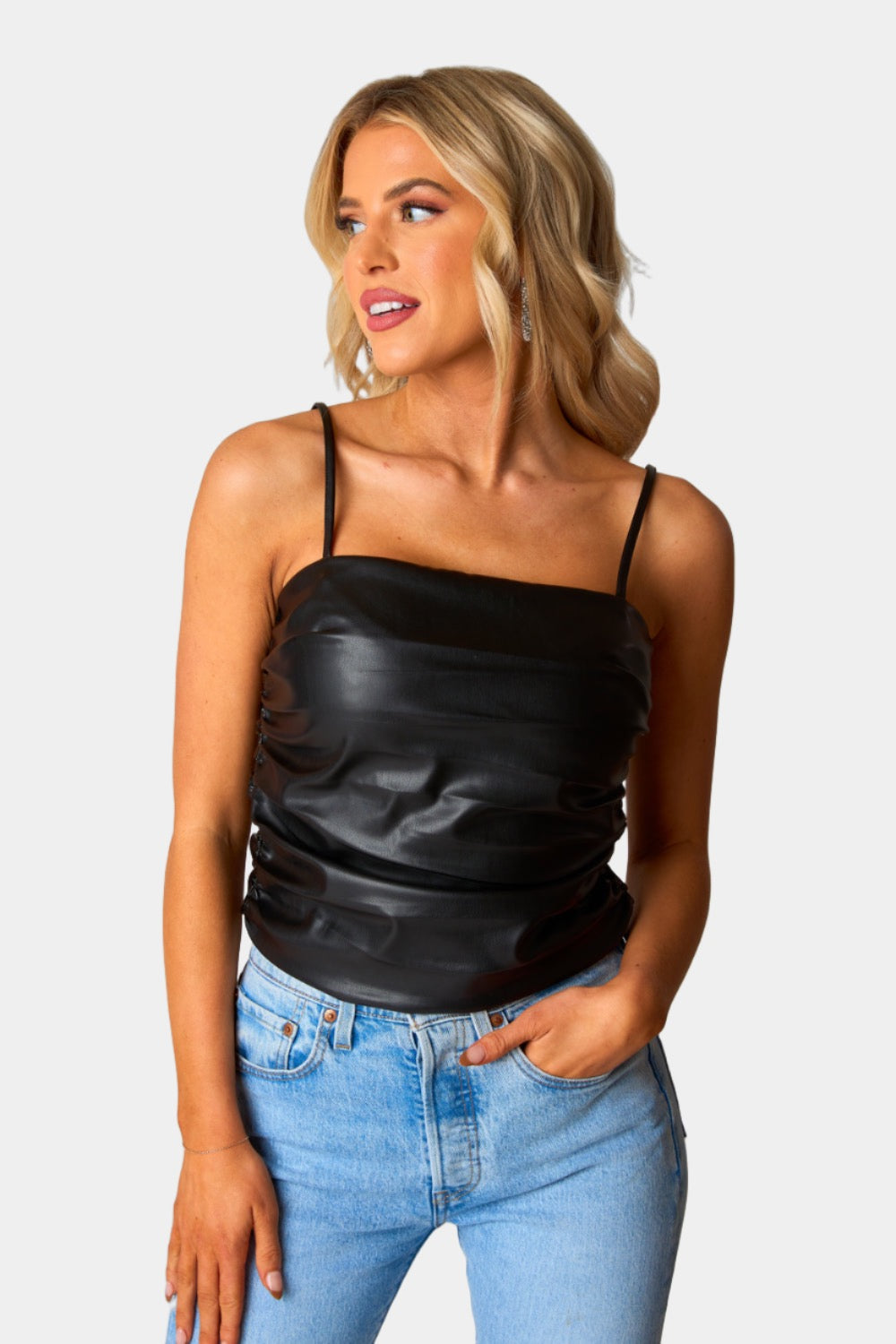 BuddyLove Jolee Vegan Leather Tank Top - Black