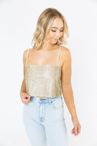 BuddyLove Girly Girl Rhinestone Crop Top - Gold