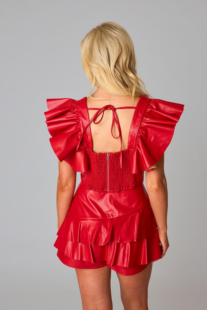 BuddyLove Erin Vegan Leather Outfit Set - Crimson
