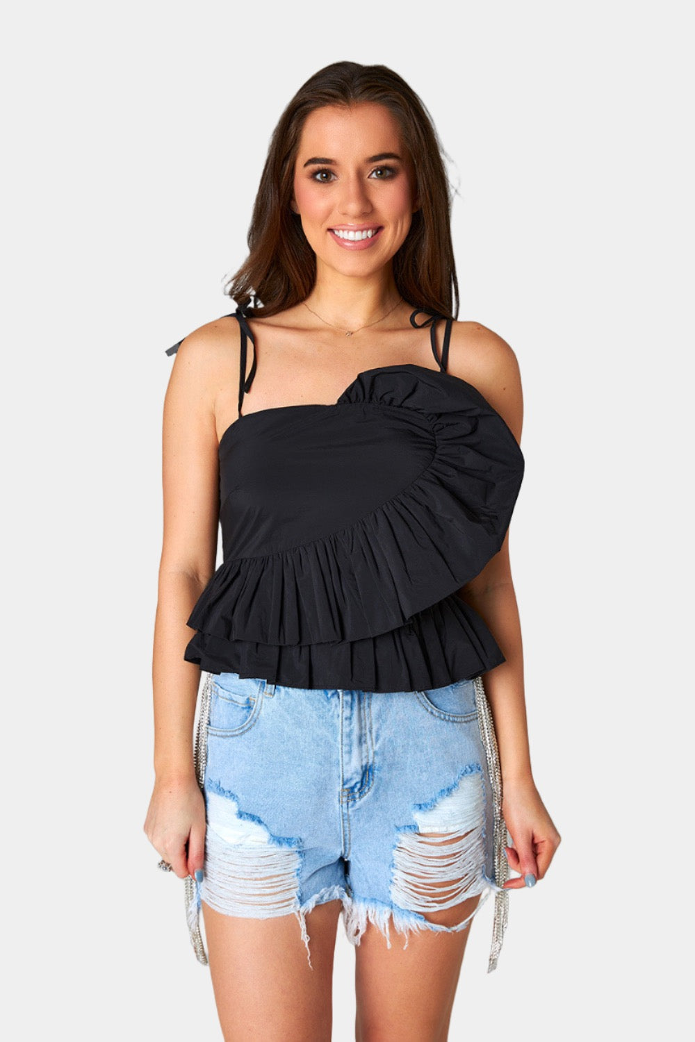 BuddyLove Beck Ruffle Tank Top - Black