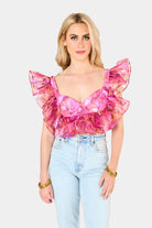 BuddyLove Madeline Ruffle Sleeve Bustier Top - Off To Paradise