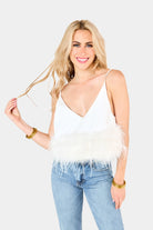 BuddyLove Reno Feather Tank Top - White