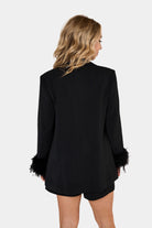 BuddyLove Elle Feather Trim Blazer - Obsidian