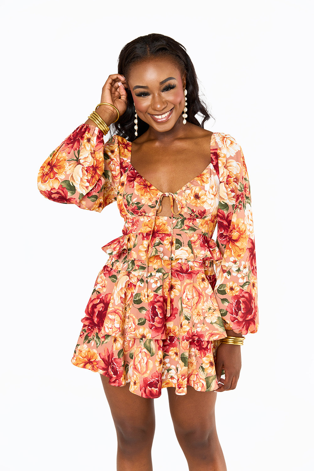 BuddyLove Jodi Ruffle Mini Dress - Harvest