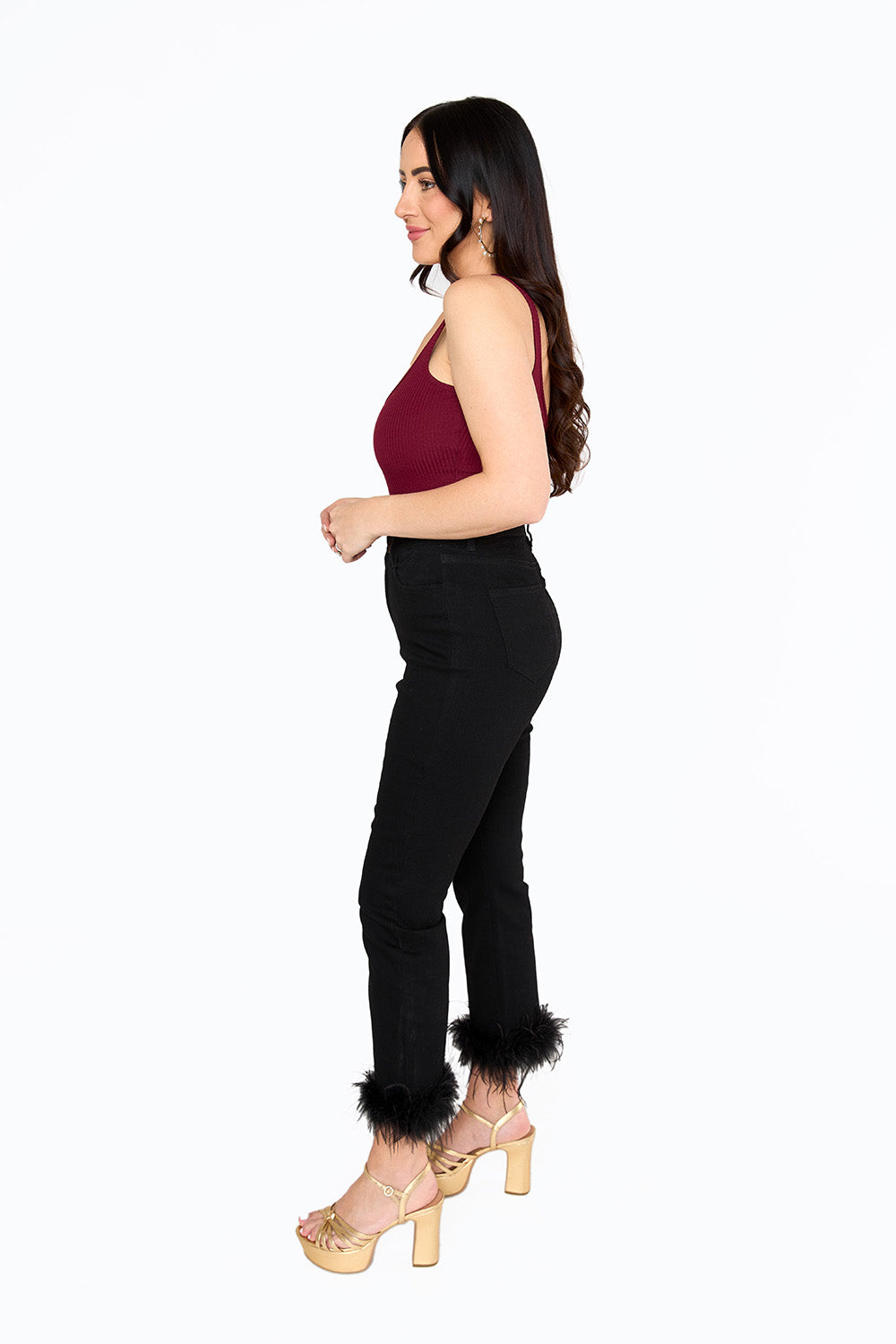 BuddyLove Kyla Feather Trim Pants - Black