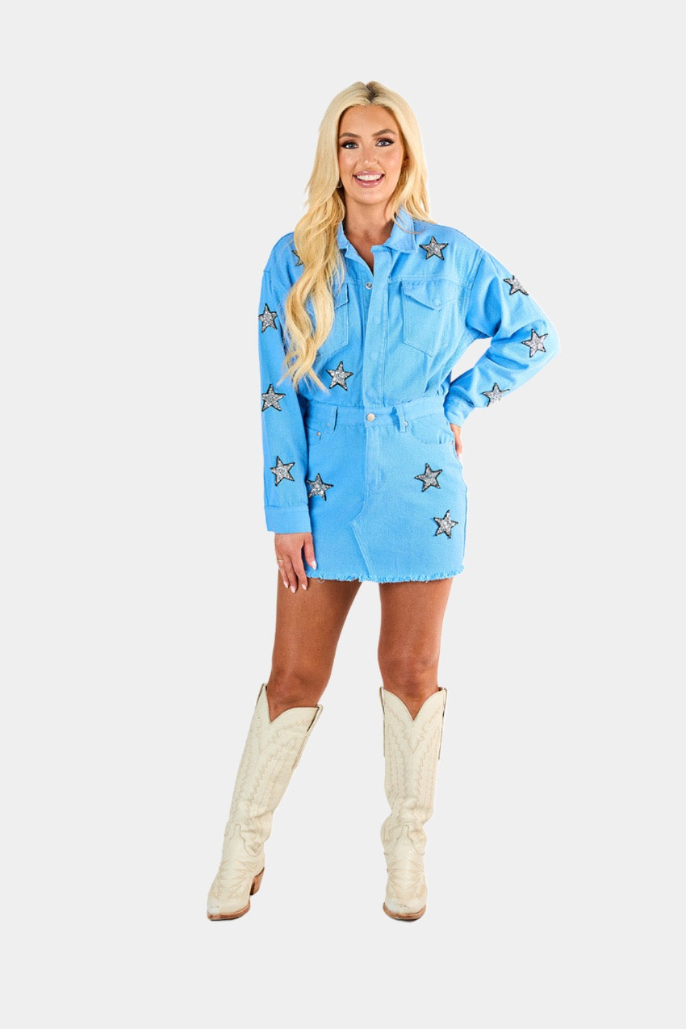 BuddyLove Raelynn Denim Mini Dress - Sky