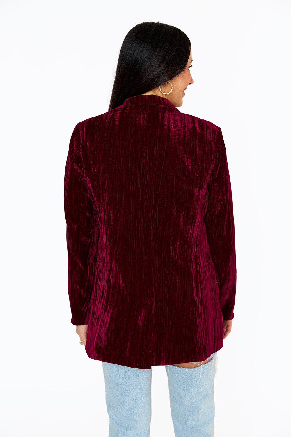 BuddyLove Heff Crushed Velvet Blazer - Cabernet