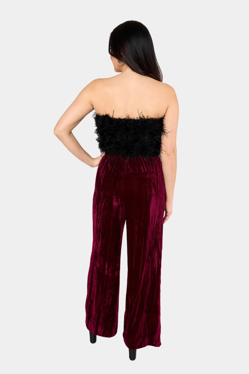 BuddyLove Sondra High-Waisted Velvet Pants - Cabernet