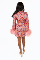 BuddyLove Anisa Feather Cuff Mini Dress - Dragonfruit