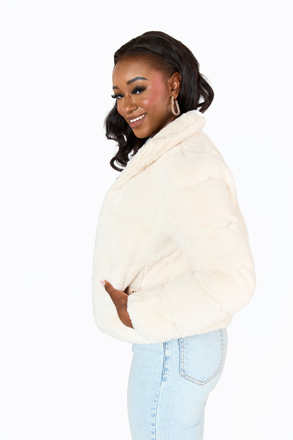 BuddyLove Noella Faux Fur Jacket - Cream