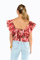 BuddyLove Madeline Ruffle Sleeve Bustier Top - Autumn Rose