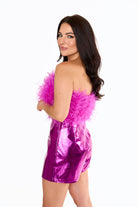 BuddyLove Fancy Strapless Feather Crop Top - Magenta