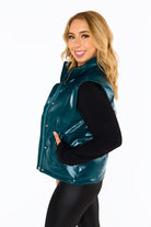 BuddyLove Helen Vegan Leather Puffer Vest - Jade