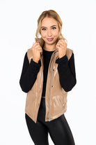 BuddyLove Helen Vegan Leather Puffer Vest - Latte