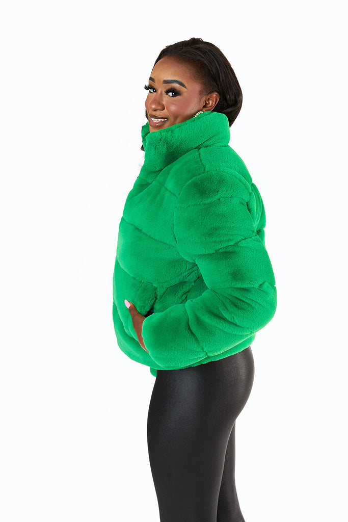 BuddyLove Noella Faux Fur Jacket - Green