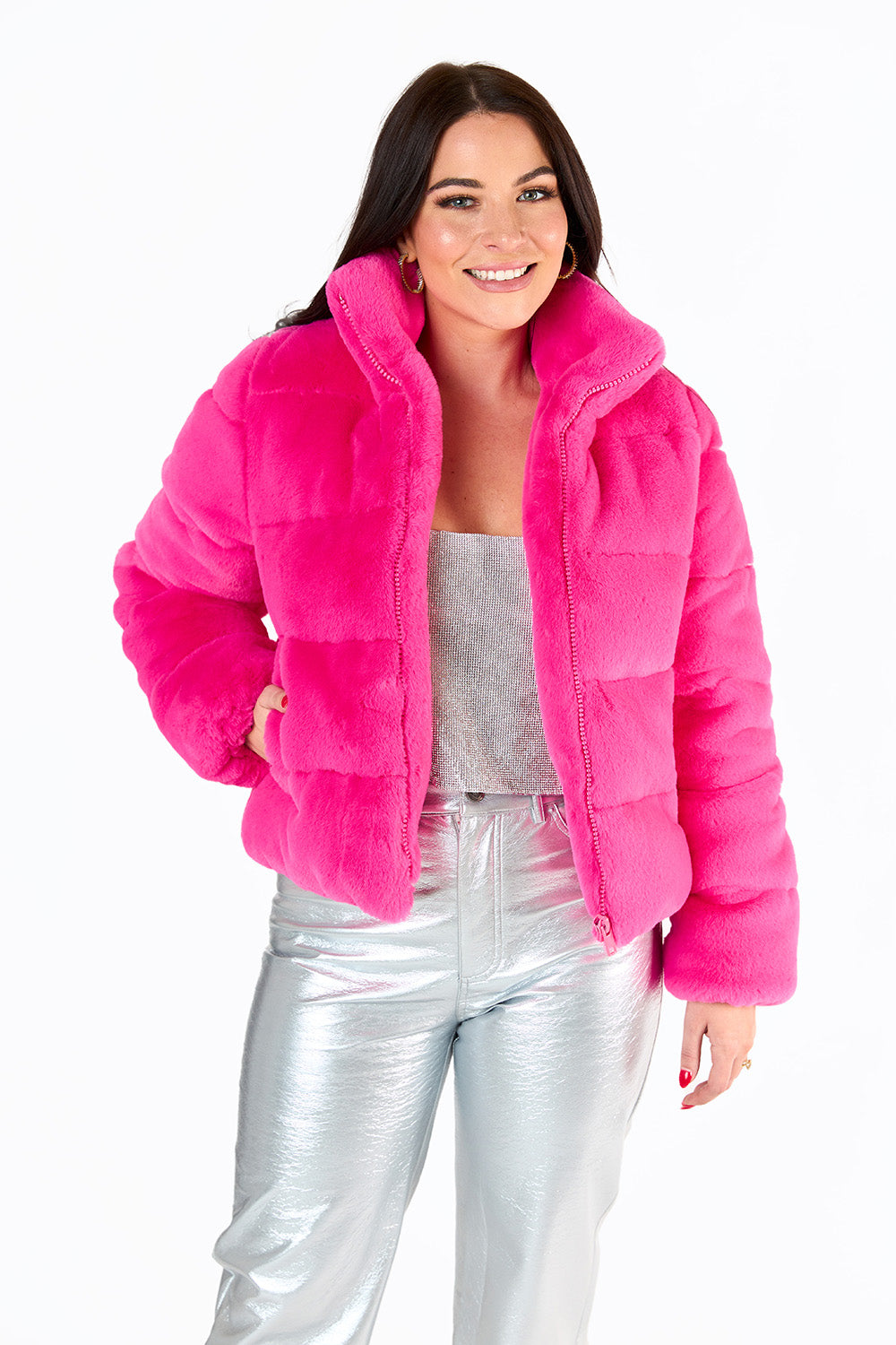 BuddyLove Noella Faux Fur Jacket - Hot Pink