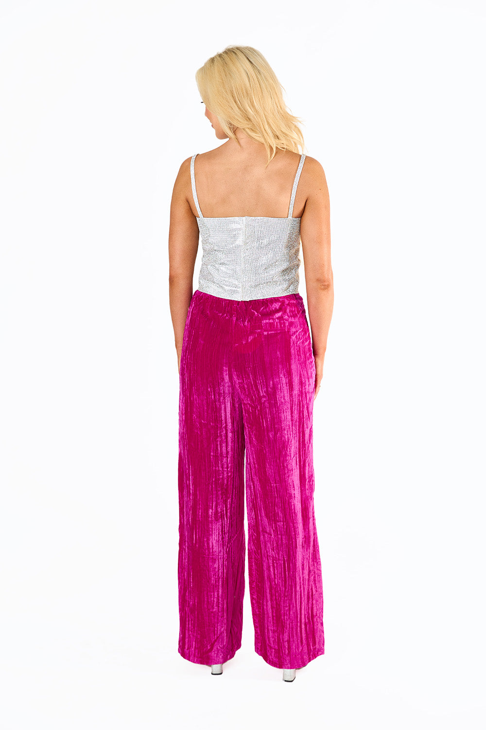 BuddyLove Sondra High-Waisted Velvet Pants - Fuchsia