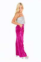 BuddyLove Sondra High-Waisted Velvet Pants - Fuchsia