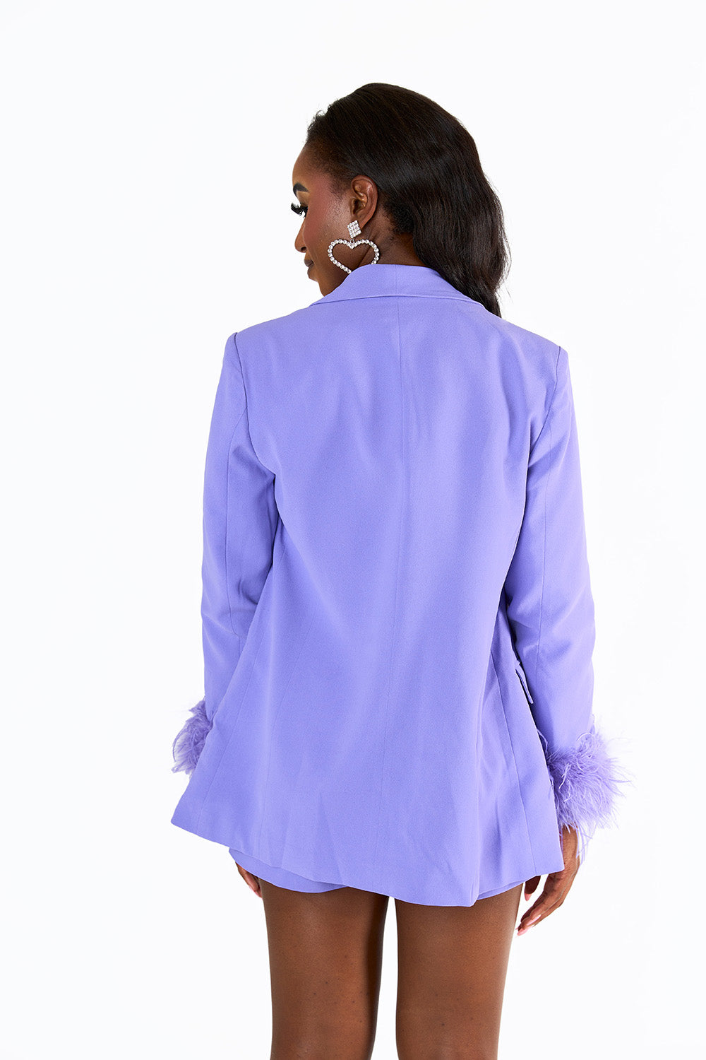 BuddyLove Elle Feather Trim Blazer - Purple