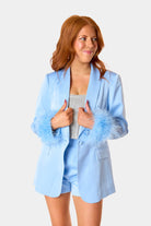 BuddyLove Elle Feather Trim Blazer - Blue