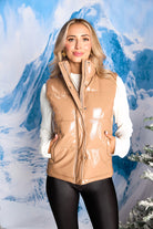 BuddyLove Helen Vegan Leather Puffer Vest - Latte