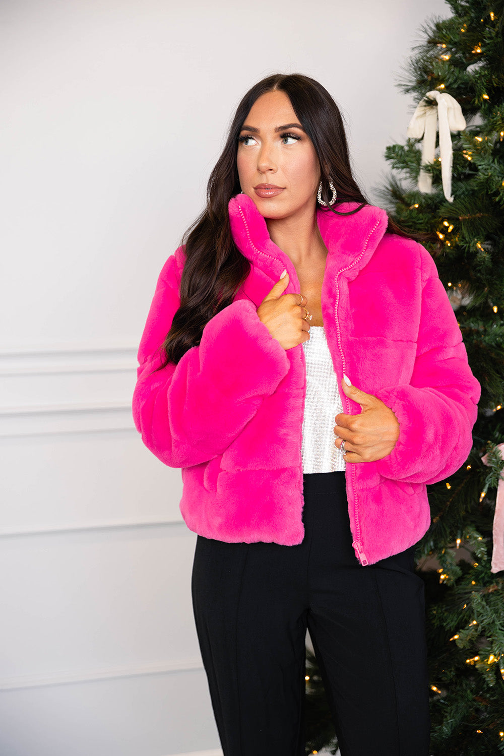 BuddyLove Noella Faux Fur Jacket - Hot Pink