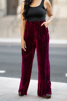 BuddyLove Sondra High-Waisted Velvet Pants - Cabernet