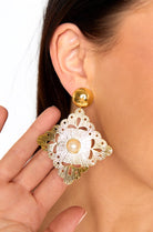 Rombo Statement Earrings - Pearl