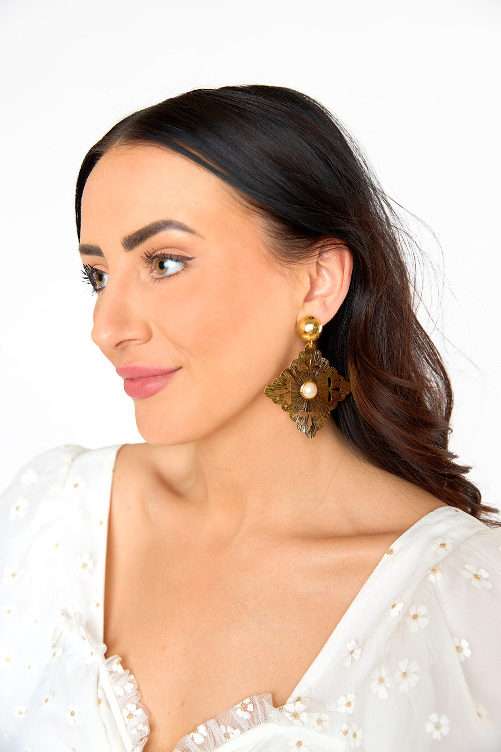 Rombo Statement Earrings - Pearl