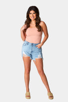 Sofie Clean Cut Denim Shorts - Light Wash